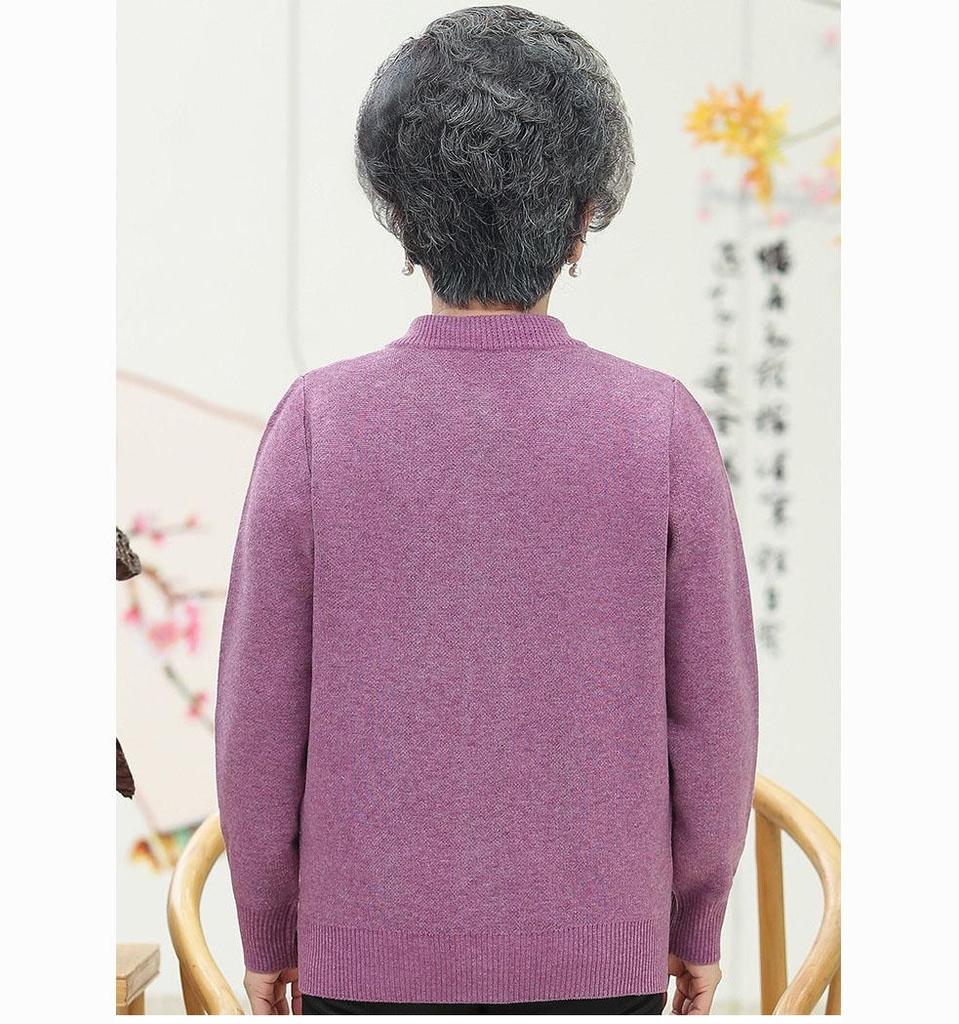 Весенне-осенний женский модный свитер на пуговицах с ботаническим принтом и вышивкой для людей среднего и старшего возраста