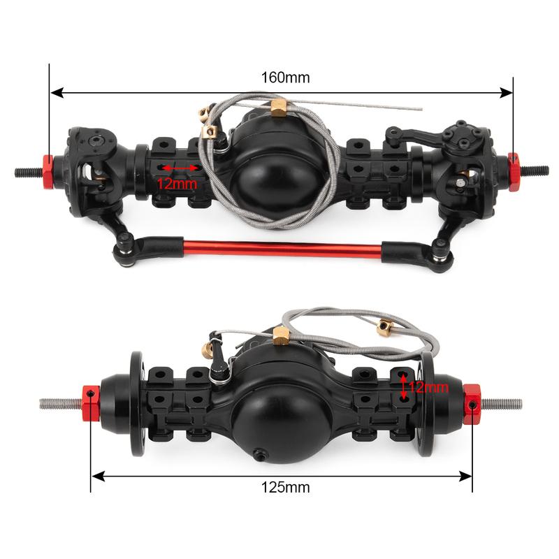 TRINOOD Metal Alloy Front&Rear Differential Axle Built-in Steel Gear for Tamiya Truck 1/14 RC Tow Drag Trailer Tractor Parts