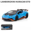 Сплав 1/24 Модель спортивного автомобиля Lambo Huracan STO Литые игрушки Транспортные средства Звук и свет Миниатюрный автомобиль Коллекционный Домашнее украшение
