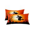 Halloween Digital Printing Bedding Feather Silk Cotton Quilt Night Sky Pumpkin Head Quilt Cover Three-piece Set
