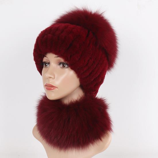Новые зимние женские роскошные шапки из натурального лисьего меха, комплекты шарфов, натуральный мягкий вязаный теплый топ из меха кролика рекс, шапки из лисьего меха, шарфы, 2 шт.