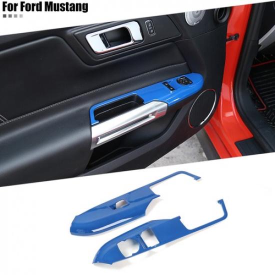 Синяя накладка на кнопку стеклоподъемника внутреннего управления для Ford Mustang 15+