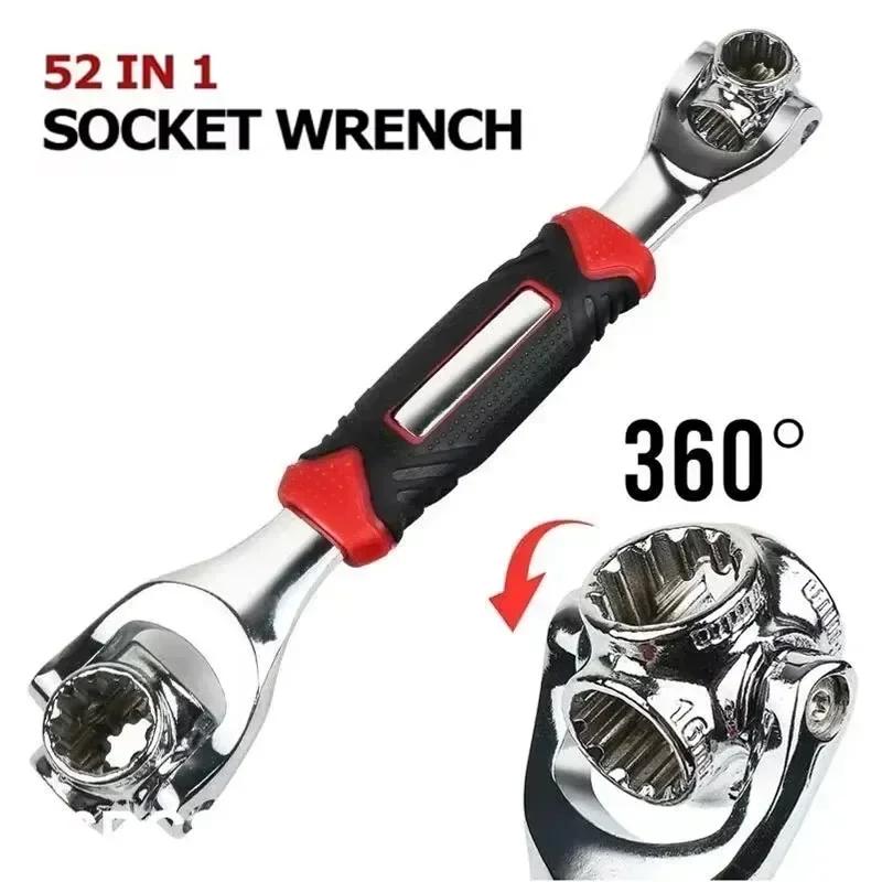 52 in 1 Universal Ratchet Socket Multipurpose Wrench with 360 Degree Rotation Hand Spline Bolts Sleeve Works Multi-Tool Set
