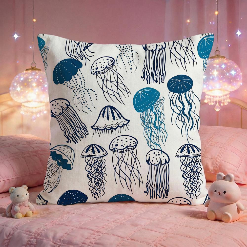 Dreamy Jellyfish Glow Cushion Cover Premium Comfort Reversible Pillow Cove Two in One Design for Any Room Car Interior