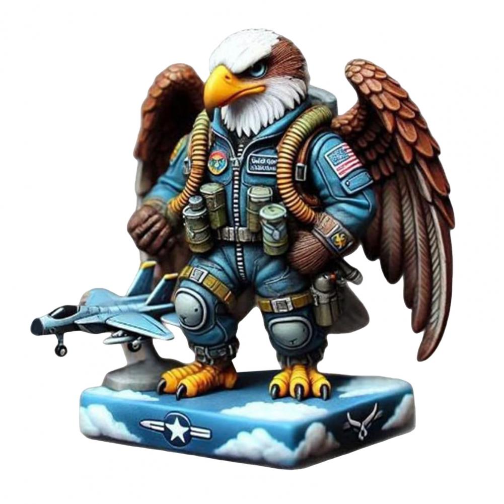 Eagle Soldier Statue Resin Military Eagle Figurine Patriotic Desktop Soldier Ornament for Independence Day Decor