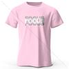 Focus Letter Minimalist Style T-Shirt, Lightweight Round Neck Short Sleeve Tee, Perfect for Unisex