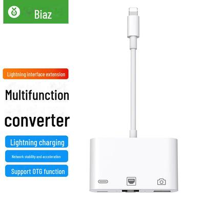 Адаптер Biaz Lightning - RJ45 [100M Ethernet + зарядка + USB 3.0]