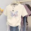 2025 Trendy Korean Style Drawstring Shoulder Slim-Fit Short-Sleeved Summer Top for Kids