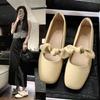 Fashion 2025 Spring Autumn Women's Flat Shoes New Ladies Casual Leather Shoes Sweet Bowknot Versatile Women's Loafers Shallow Versatile