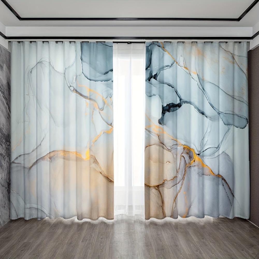 2 шт. занавески золотисто-голубые с белым геометрическим узором карниз для штор карманные шторы для кухни кафе гостиной домашнего декора