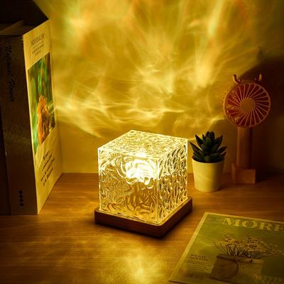 1 шт. вращающийся ночник с пульсацией воды, USB-ночник, RGB 16 цветов, креативная прикроватная лампа с пламенем и атмосферой