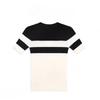 2026 Spring Black and White Striped Slim Fit Short Sleeve Knit Top