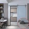 Black Aluminum Floor Guide, Floor Mounted Sliding Barn Door Hardware, Adjustable Bypass Door Guide, 2 Pack