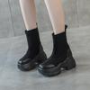 Черные эластичные ботинки осень новые внутренняя высота увеличение дышащие высокий каблук короткие ботинки тонкие ботинки женские носки ботинки