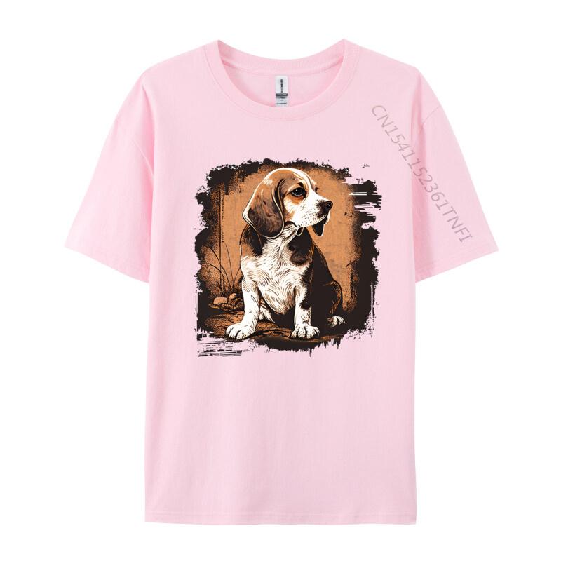 Beagle Dog Vintage T-shirt For Party Funny Tee T-Shirt Tops & Tees Designer Cotton Teeshirt Casual