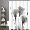Gray Floral Decorative Shower Curtain, Bathroom Decorative Shower Curtain with 12 Hooks Waterproof Shower Curtain 180x180cm