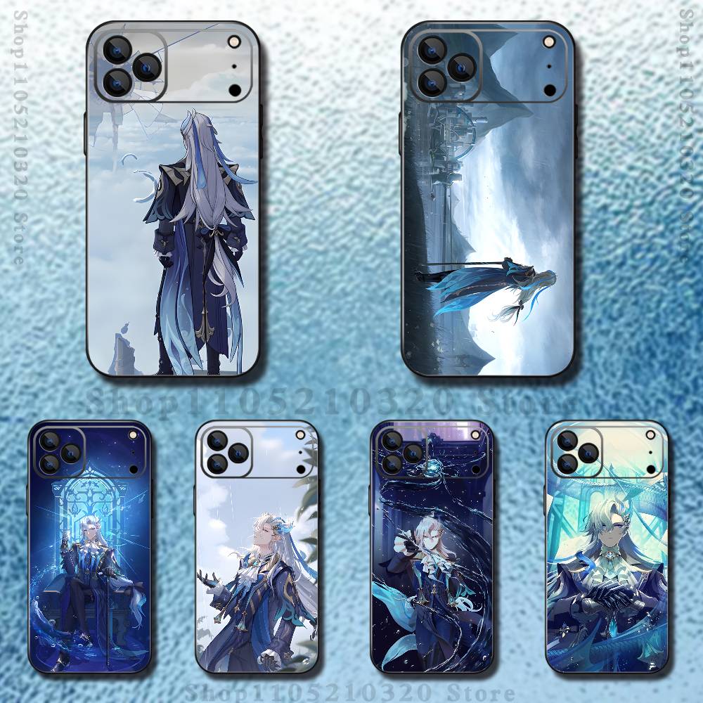 Genshin Impact N-Neuvillette Phone Case For iPhone 17,16,15,14,13,12,11,Pro,Max,Plus,E,SE4,Air,Mini Black Soft Funda