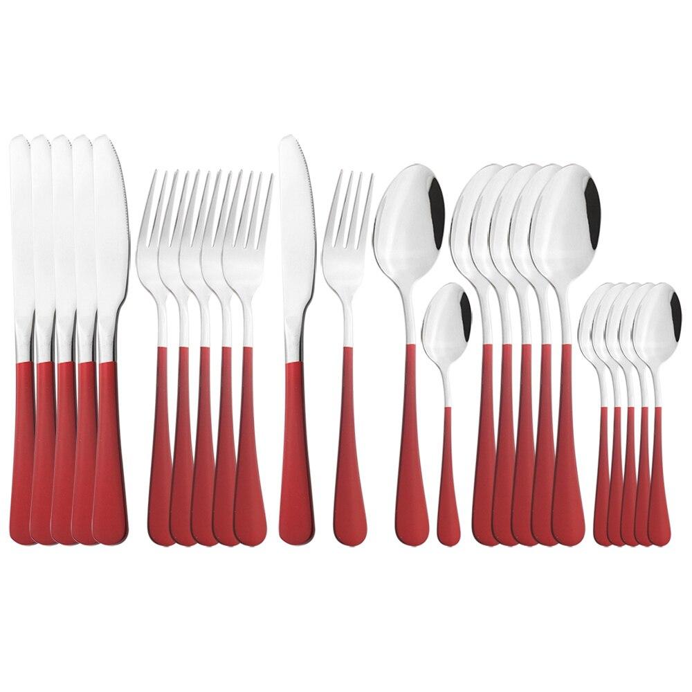 Набор столовых приборов из розового золота, столовые приборы из нержавеющей стали, 6 компл., обеденные ножи, вилки, кофейная ложка, столовая посуда, набор кухонной посуды