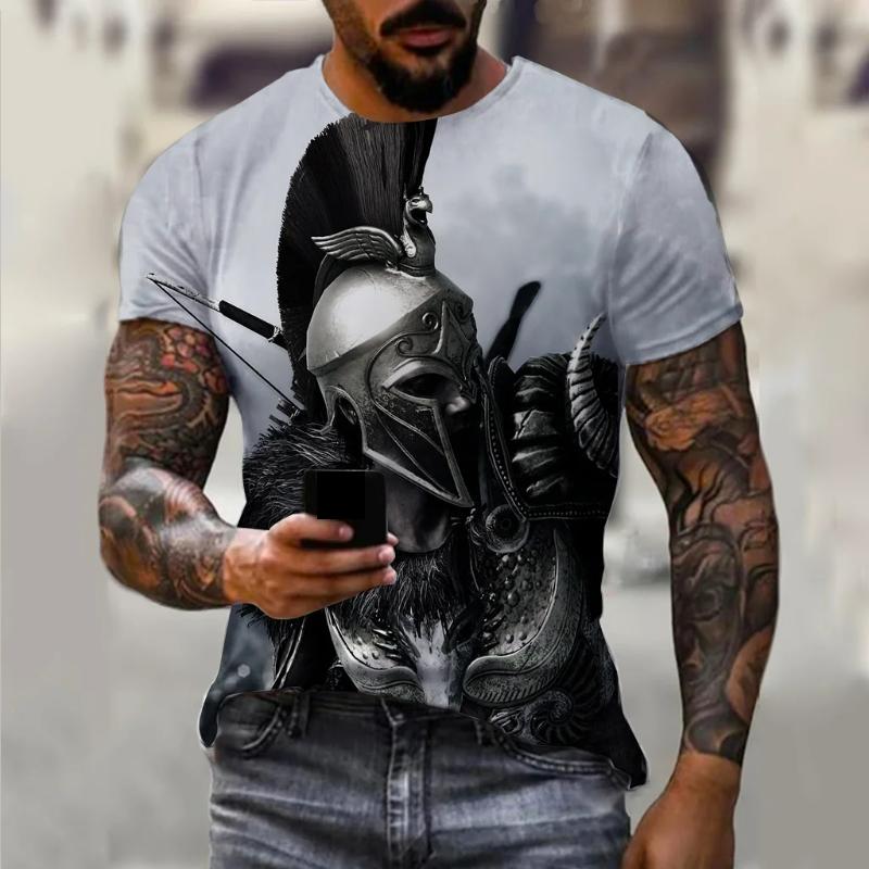 Винтажные спартанские футболки с 3D принтом и графикой для мужчин, футболки с короткими рукавами, модная уличная одежда больших размеров, мужская повседневная одежда
