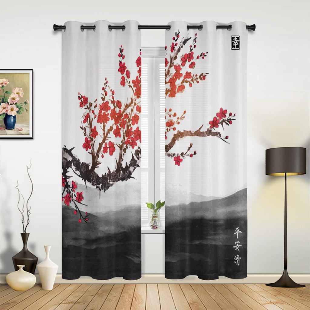 Сливовое солнце чернила живопись шторы для спальни гостиная шторы кухня детская комната оконные шторы современный домашний декор