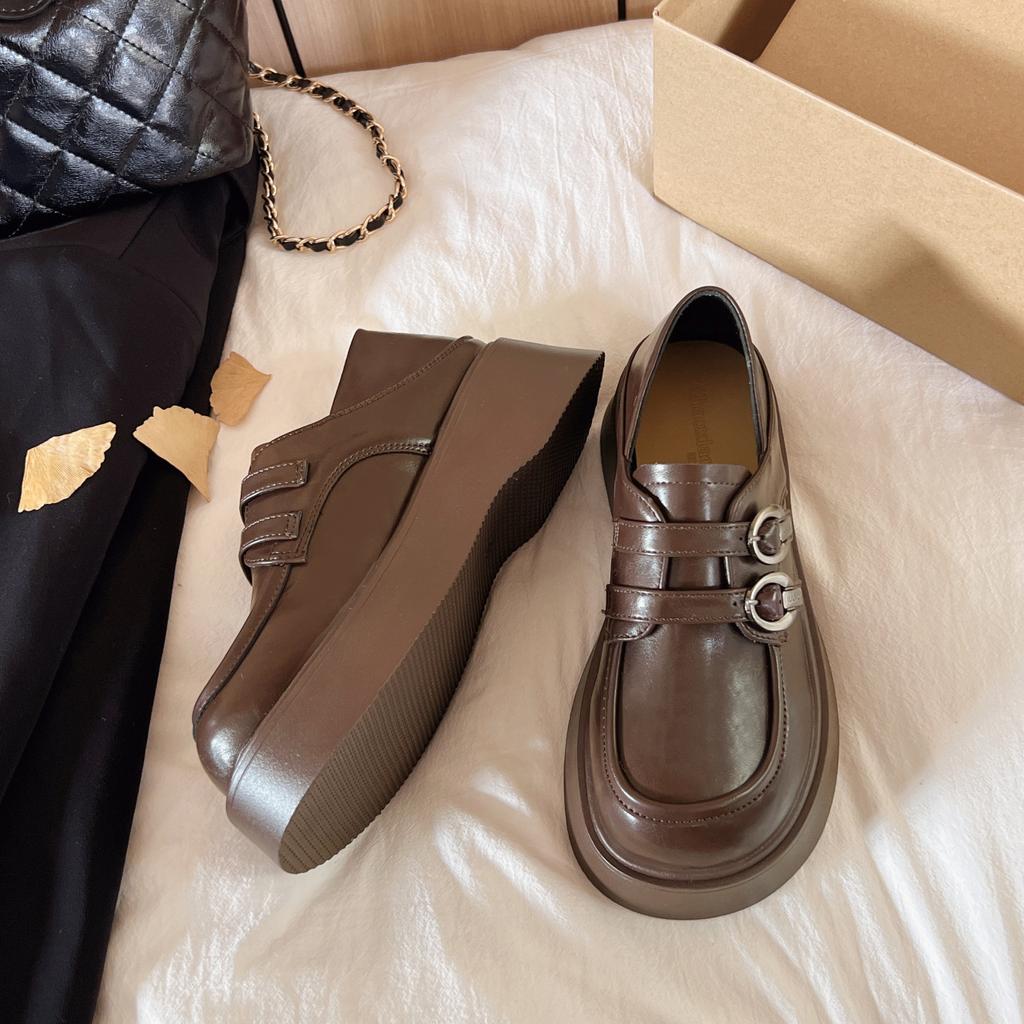 Retro British Style Heightened Platform Small Leather Shoes Women's 2025 New Spring and Autumn Versatile Skirt Mary Jane Loafers