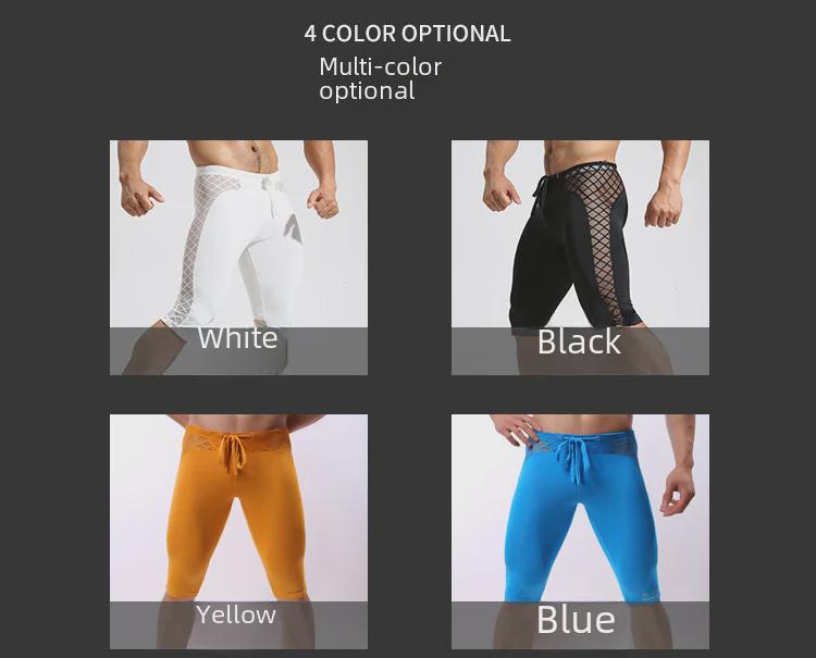 Мужские облегающие спортивные штаны для бега из ледяного шелка и нейлона