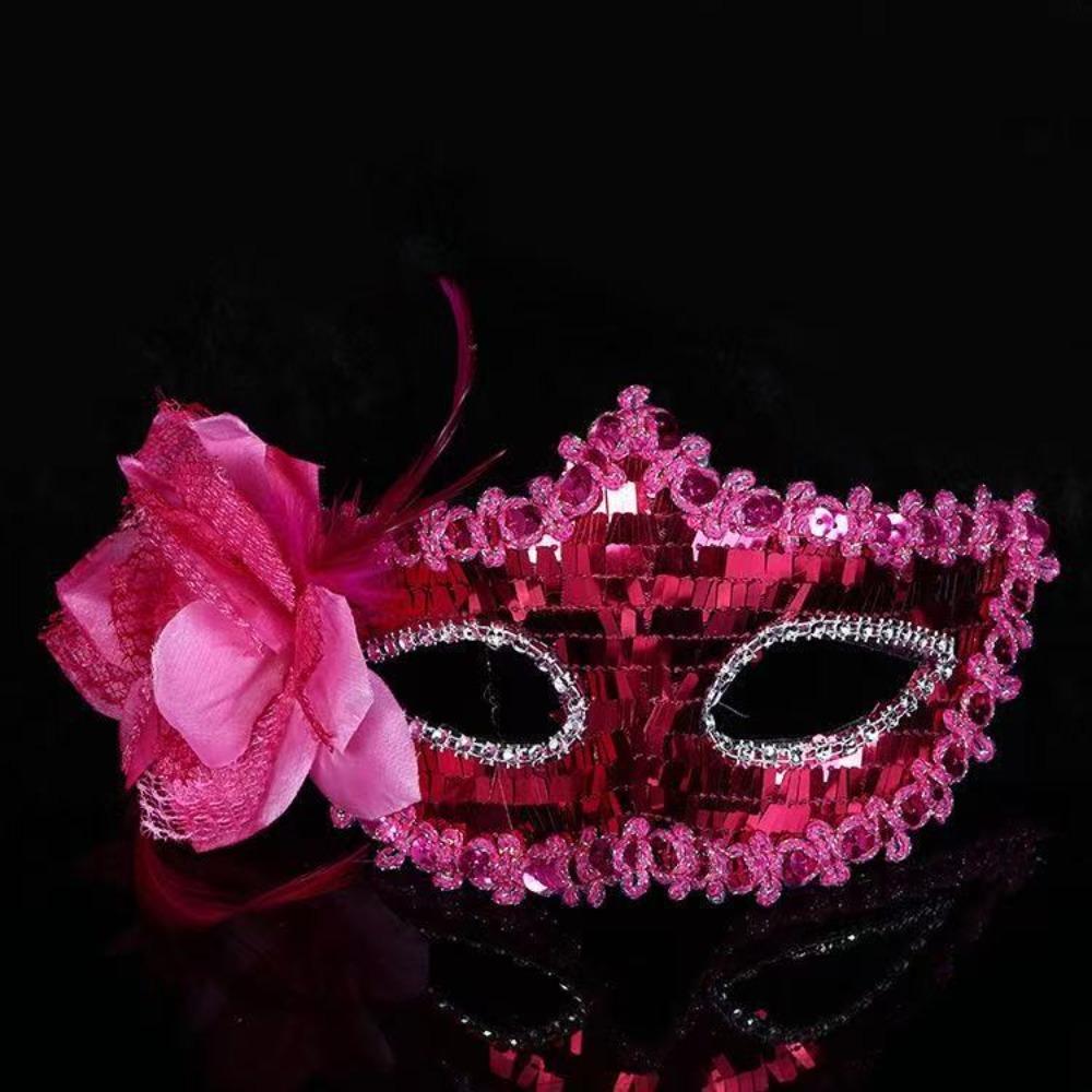 Performance Costume Diamond Venetian Mask Feather Crystal Veil Dance Mask Flower Masquerade Mask Dance Party