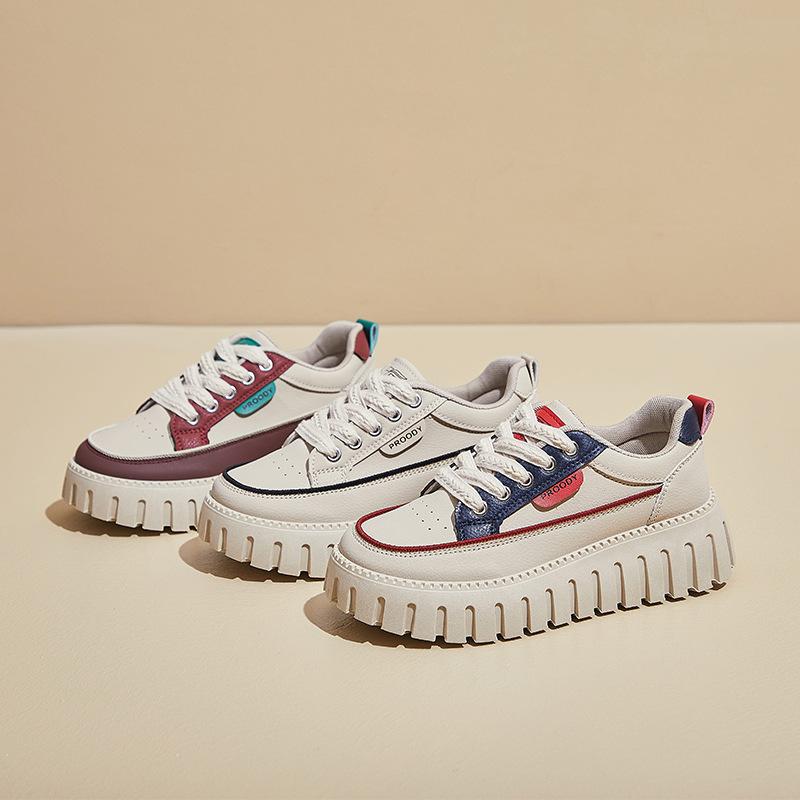 Женские повседневные кроссовки на толстой платформе, удобные нескользящие кроссовки для ходьбы, легкие кроссовки на шнуровке для женщин, рабочие теннисные туфли из искусственной кожи