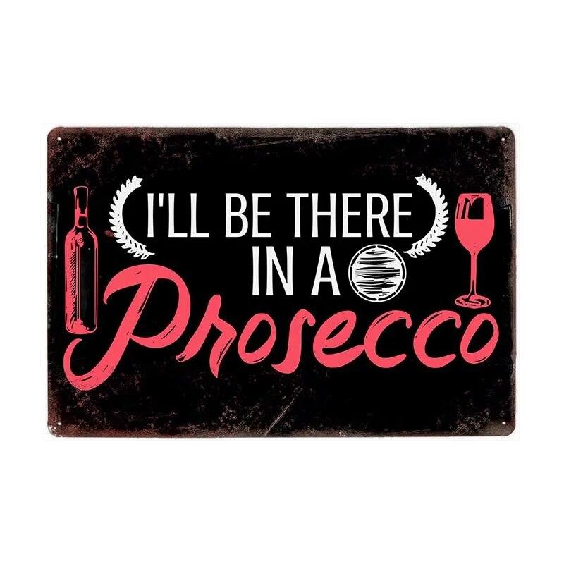 Prosecco O'Clock Metal Tin Signs Plates Cocktails Vintage Plaque Posters Pub Bar Art Wall Decoration Retro Home Decor 20x30cm