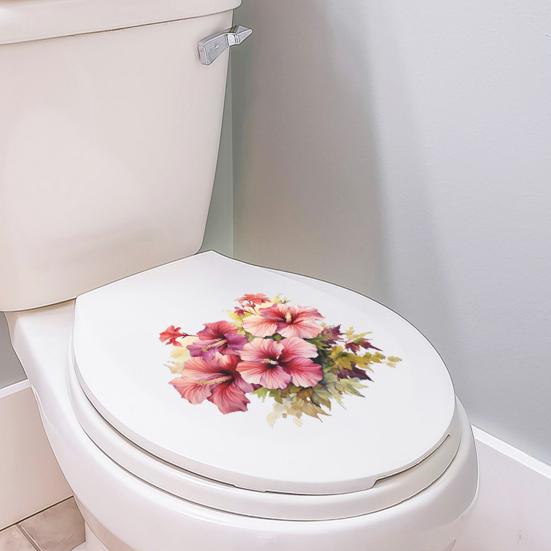 Наклейка на унитаз яркий цвет изысканный цветочный узор наклейка на крышку унитаза для украшения ванной комнаты дома