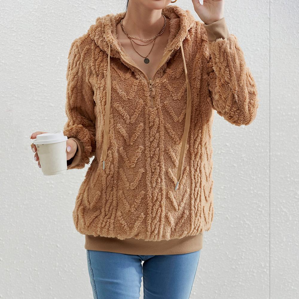 Женские пушистые флисовые толстовки, женские осенние толстовки с капюшоном на молнии, пуловеры, топы