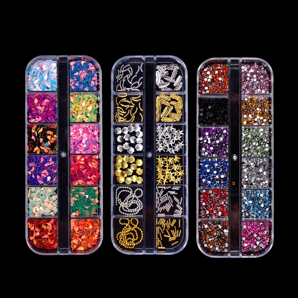 Nail Crystal Rhinestones Palette DIY Nail Sequins Mermaid Beads Nail Art Decorations Seashell Tips