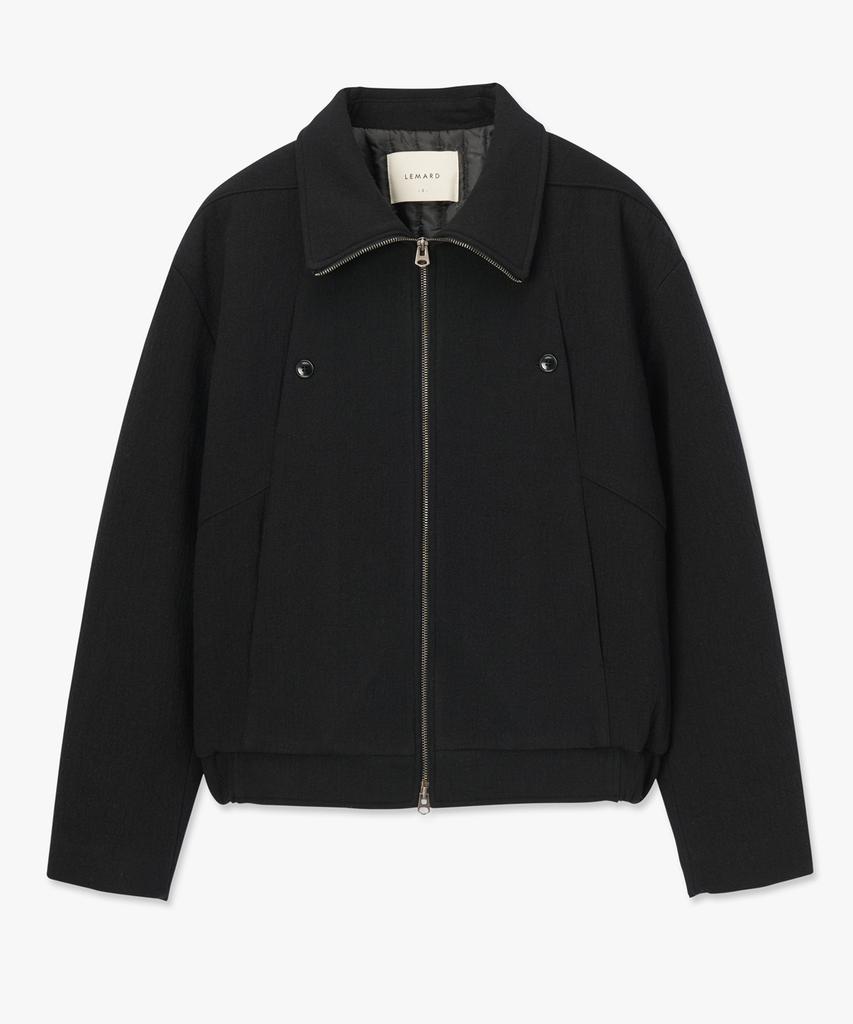 Leumadeu Wool Double Pocket High-Neck Jacket - Black