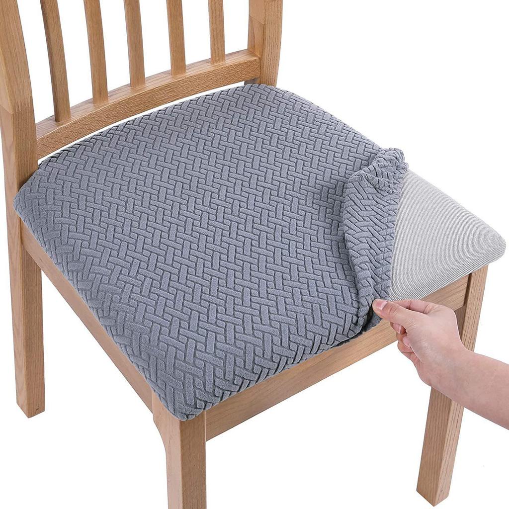 Комплект чехлов для обеденного стула и подушки в клетку жаккард - Всесезонная защита