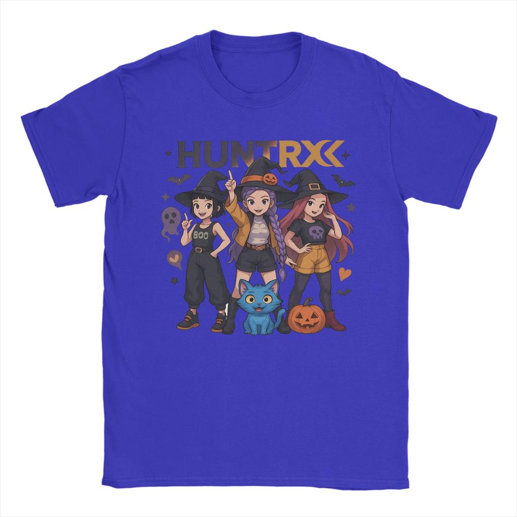 Spooky Hunterx Halloween Kpop Demon Hunters Huntrix Girl And Tiger T Shirt for Men Cotton Humorous T-Shirt Round Neck Tee Shirt