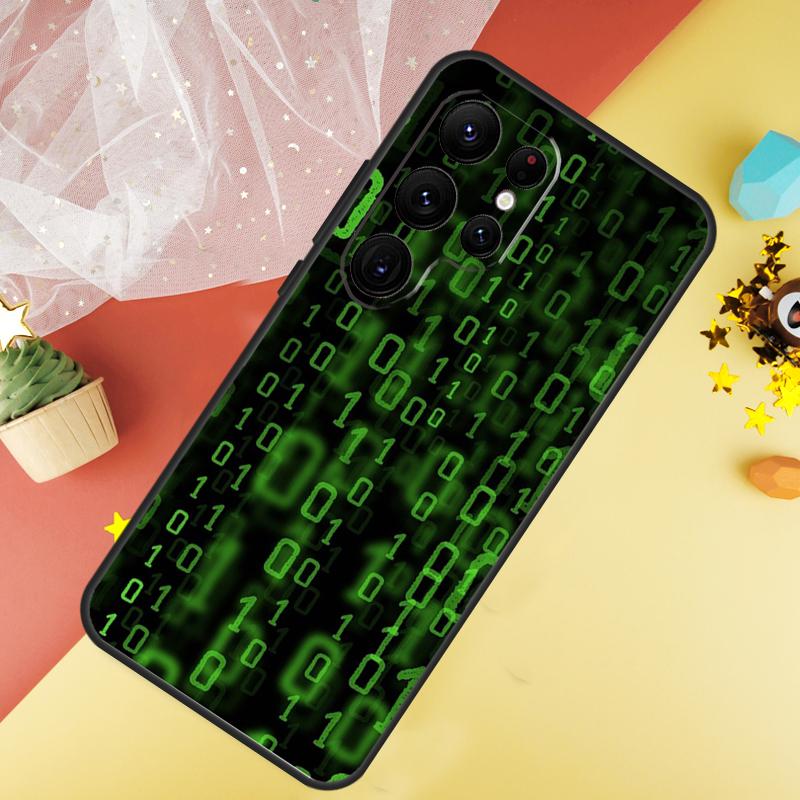 Hacker Binary Matrix Rain Phone Case For Samsung Galaxy S25 Ultra S21 S20 S22 S23 Ultra S9 S10 Plus S24 FE Cover Coque