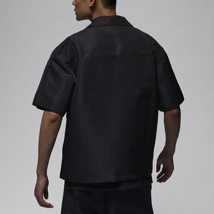 Jordan X Trophy Room Collaboration SS24 однотонная дышащая легкая трикотажная рубашка с коротким рукавом на пуговицах мужские рубашки черного цвета FQ3847-010