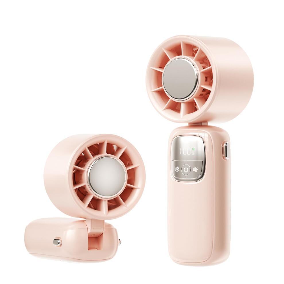 Portable Handheld Fan with LED Display, Fast Charging, Quiet Adjustable Speed for Travel Camping