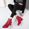 Fashion Ankle Boots Autumn/Winter Women's Pointed Toe Low Heel Solid Color Fleece Warm Short-Tube Boots Outdoor Anti-Skid Boots