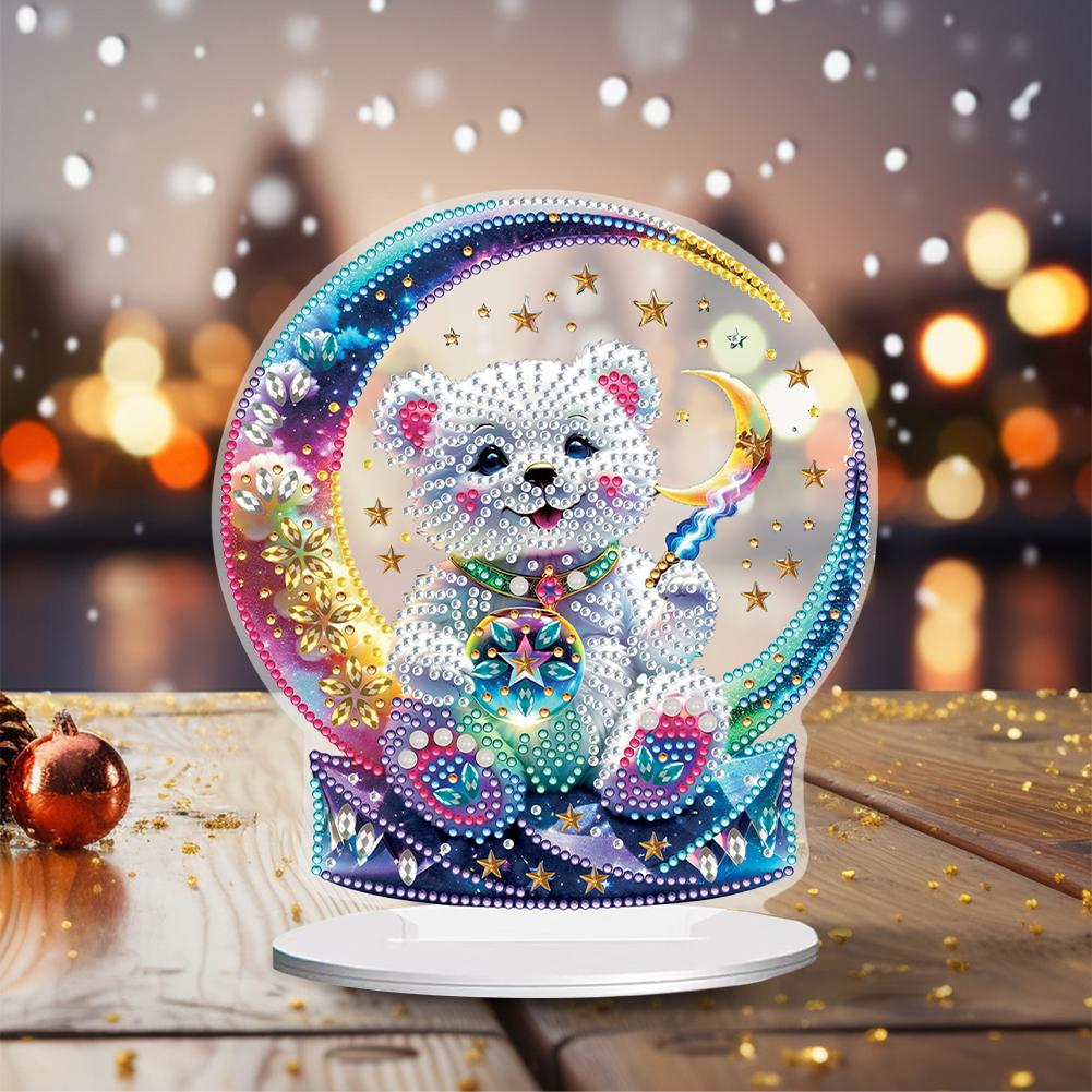 Медведь и Луна Алмазная картина Настольные украшения Набор акриловых настольных алмазных картин Наборы украшений для взрослых начинающих