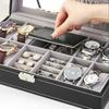 8 Slot Watch Box Cases Jewelry Storage Box Organizer for Men Women PU Leather Lockable Watch Holder with Ring