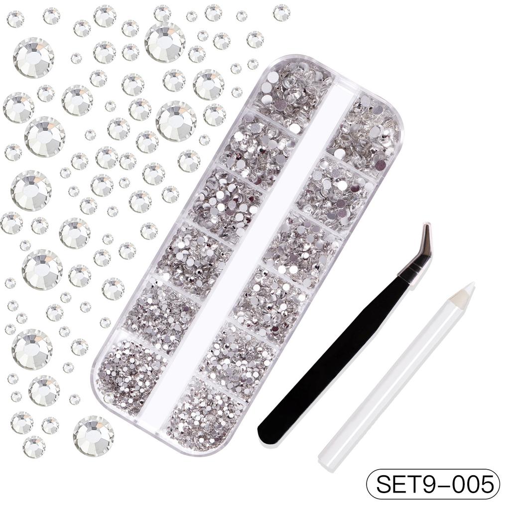 About 3000 Pcs Pearl+steel Balls Set Nail Charm White Half Round Pearl 1/1.2mm Steel Ball DIY Fairy Nail Art Jewelry Accessories