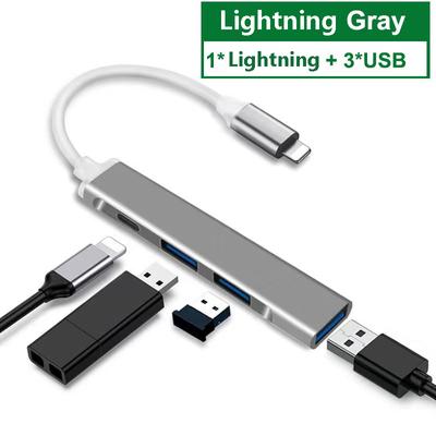 Lightning HUB Type C USB C HUB Высокоскоростной 4-портовый мульти-разветвитель адаптер OTG для iphone HUAWEI Xiaomi Macbook Pro 15 Air Pro аксессуары