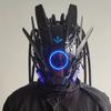 New Tubular Braid Black Cyberpunk Mask Round Light Wing LED Light-emitting Mask Cosplay Sci-fi Gear Party Music Festival
