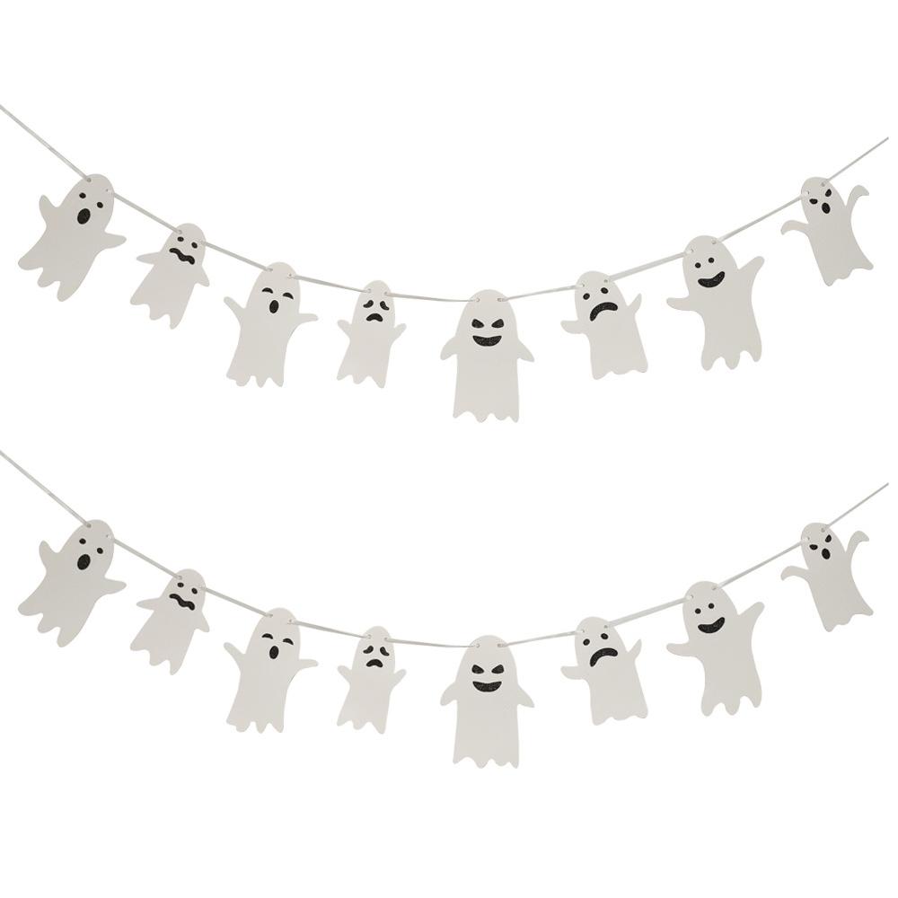 Happy Halloween Ghost Banner Flag Door Hanging Ornaments Party Bunting Decorations Home Indoor