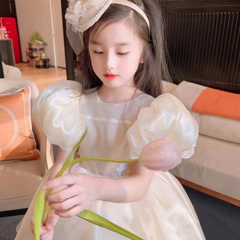Летнее платье для девочек, платье принцессы с пышными рукавами, милое платье на день рождения