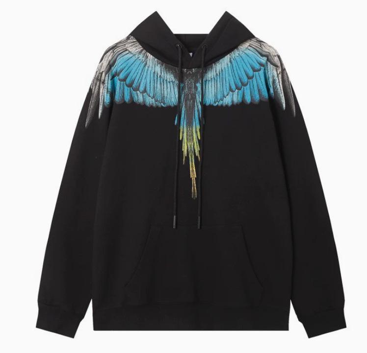 Модный Худи с Пернатыми Крыльями Marcelo: Многоцветная толстовка с фантомными крыльями, унисекс, с круглым вырезом, дизайн с молнией и змеей.
