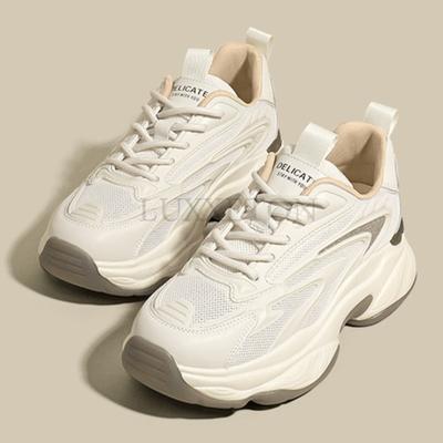 Обувь для папы на толстой подошве, новая весенне-осенняя спортивная обувь Instagram, повседневная обувь с сеткой, маленькие белые туфли для женщин