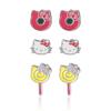 Набор Серьг Hello Kitty | Официально Лицензированный Набор из 3 Штук Пусет | Персонал Hello Kitty (Sanrio), Размер S, Имитация родия, Без драгоценных камней