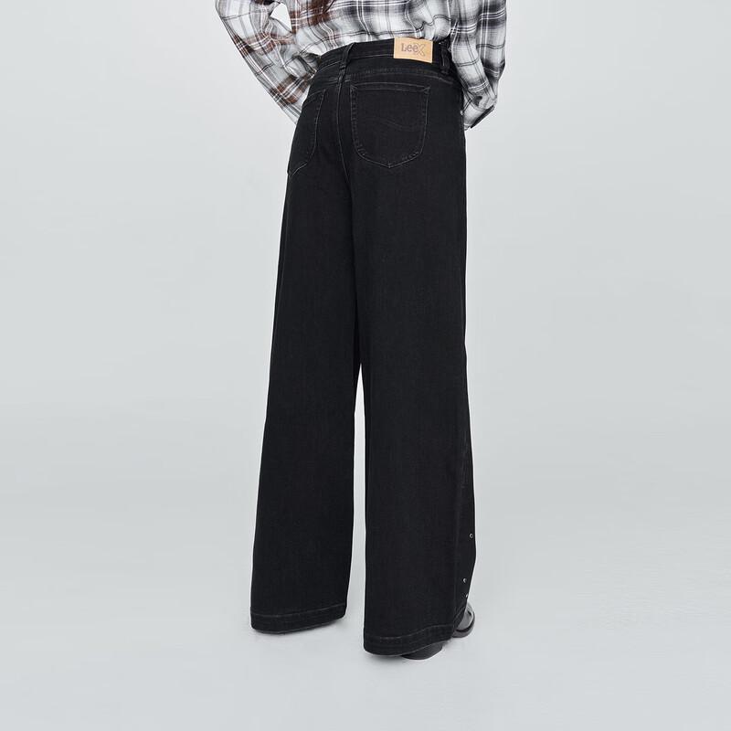 Lee Женские черные с серым джинсы со стразами по низу, широкие